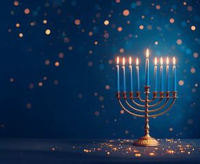 Hanukkah celebrations. The traditional festive background is the "Jewish Festival of Lights". The banner