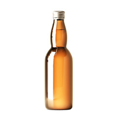 glass beer bottle, whiskey, cognac, brandy beer bottle isolated on white background, mockup, blank, plain, 3d illustration, 3d rendering
