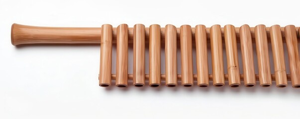 A pan flute clipart, folk instrument element, natural tones, isolated on white background