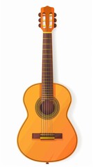 Naklejka premium A vihuela clipart, Spanish Renaissance guitar element, detailed rendering, isolated on white background