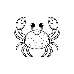 Cute crab in hand drawn doodle style on white background.