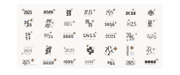 2025 logo concept for calendar, poster, flyer, banner. Modern design for calendar, invitations, greeting cards. Set of new year logo text design. stock illustration.