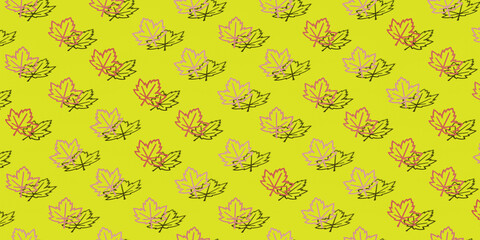Pattern with autumn leaves. 3d render.