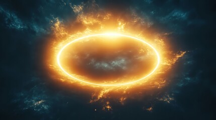 A glowing orange circle in the sky