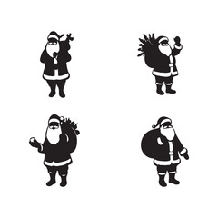Christmas silhouettes Santa Claus vector illustration bundle
