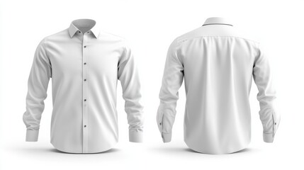 Classic White Dress Shirt Front and Back View