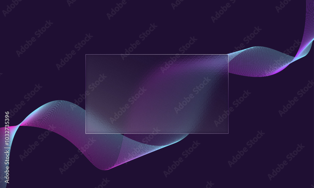 Wall mural a page for a glassmorphism style web site with abstract waves.