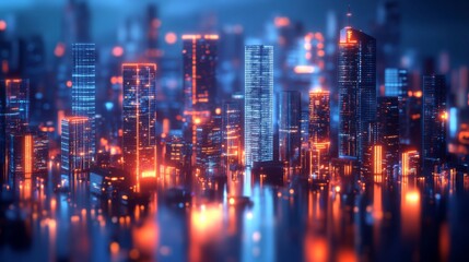 Obraz premium Futuristic Neon Cityscape