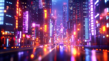 Obraz premium Futuristic Neon Cityscape
