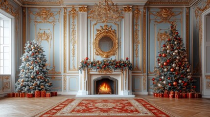 Luxurious Christmas Decor in Palace Interior