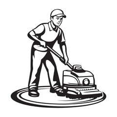 Cleaning service silhouette, House cleaning person silhouette vector illustration isolated on a white background, Floor Cleaning Logo