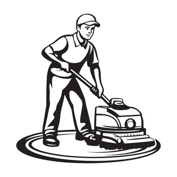 recommend clip art: Cleaning service silhouette, House cleaning person silhouette vector illustration isolated on a white background, Floor Cleaning Logo