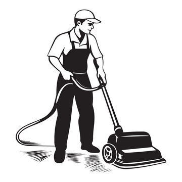 recommend clip art: Cleaning service silhouette, House cleaning person silhouette vector illustration isolated on a white background, Floor Cleaning Logo