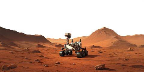 Mars Planet Landscape with Rover Robot transparent png, isolated space graphic resource, Martian Alien Environment	