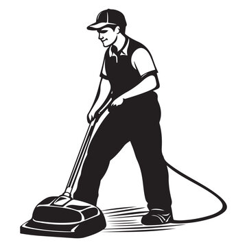 recommend clip art: Cleaning service silhouette, House cleaning person silhouette vector illustration isolated on a white background, Floor Cleaning Logo