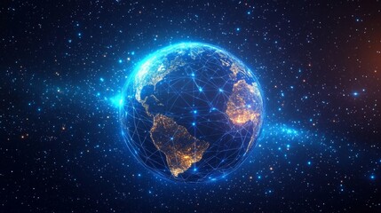 Obraz premium Digital Earth with Network Connections
