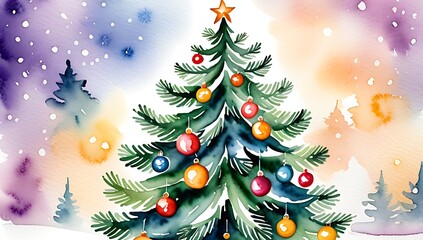 Obraz premium christmas tree blurred bokeh background beautiful winter scene photography subject