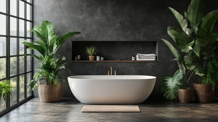 Modern Bathroom with Tropical Plants