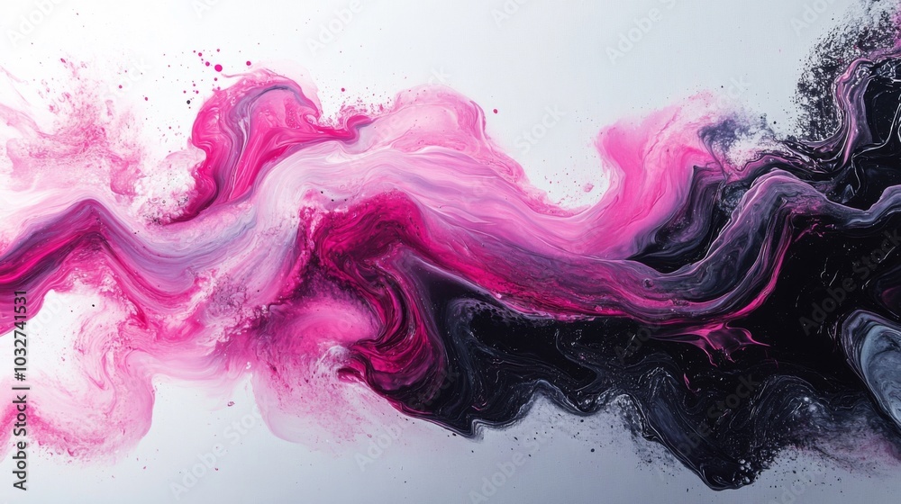 Poster Abstract Pink and Black Ink Swirl