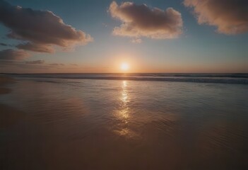 Obraz premium The Tranquil and Beautiful Sunset Over Serene Ocean Waves Creates a Magical Atmosphere