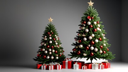 Fototapeta premium festive evergreen typically decorated ornaments lights holiday season december year