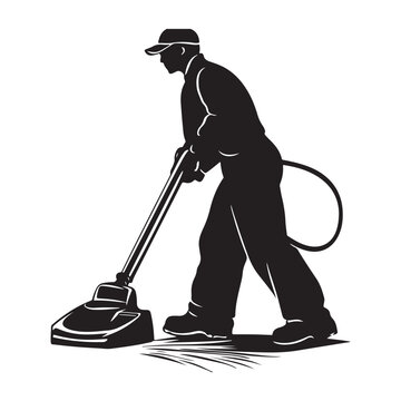 recommend clip art: Cleaning service silhouette, House cleaning person silhouette vector illustration isolated on a white background, Floor Cleaning Logo