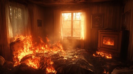 Room on Fire: flaming bedroom
