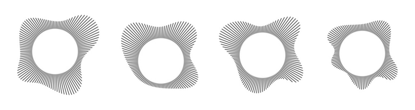 Music sound waves circles set. Equalizers vector icon design set. Music symbol. Circular audio radial spectrum lines