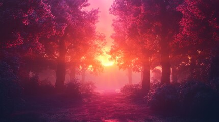 Enchanted Sunrise in Mystic Forest