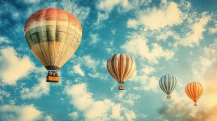 Fototapeta premium Hot Air Balloons in a Clear Sky