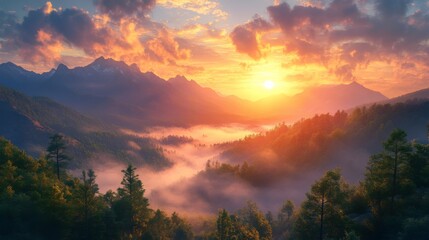 Obraz premium Majestic Mountain Sunrise