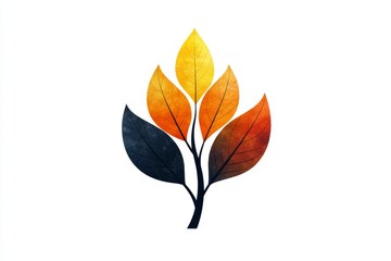 Abstract autumn leaf design in yellow orange and black color palette conveying minimalism nature inspiration and seasonal elegance in simple vector illustration style