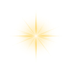 Golden sparks, sun rays, lens flare, yellow star