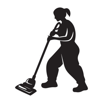 recommend clip art: Cleaning service silhouette, House cleaning person silhouette vector illustration isolated on a white background, Floor Cleaning Logo