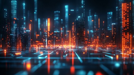 Fototapeta premium Futuristic Digital Cityscape