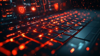 Futuristic Glowing Red Keyboard