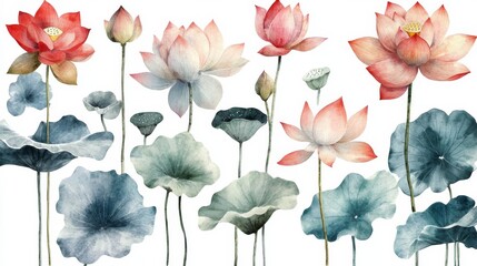 Obraz premium Watercolor Lotus Illustration