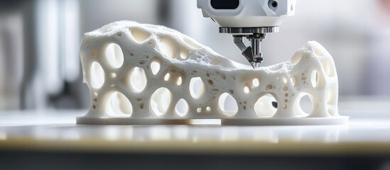 3D printing in action with intricate designs, robotic arms, and innovative materials