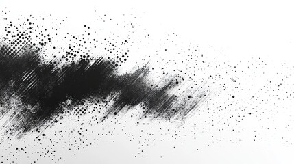 Abstract Black Paint Splatters on White Background