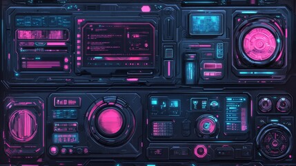 Fototapeta premium Futuristic Neon Tech Interface