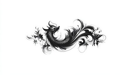 Fototapeta premium Minimalist Doodle Style Pho Tattoo Design on White Background