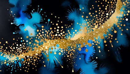 abstract glitter lights shine gold blue black colors soft focus effect