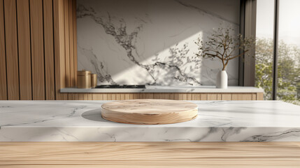 Marble display with empty space for product