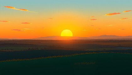 Obraz premium magic sunset wide background isolated with white highlights, png