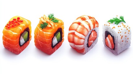 Fototapeta premium Delightful Lobster Roll Game Asset Icons Set for Playful Website Design