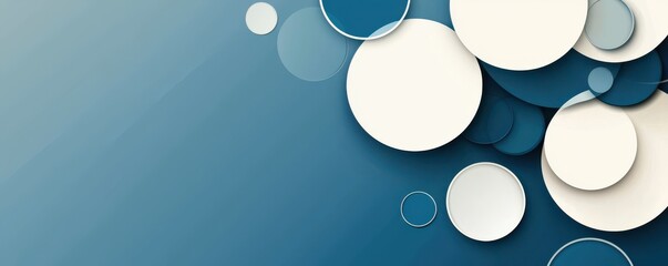 Abstract blue background with three white circles in minimalist design