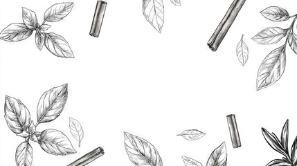   A monochrome image portrays a graphite sketch of foliage and a tube of oral care product against a blank canvas