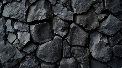 Fototapeta premium Dark Stone Wall with Rough Textured Surface in High Definition picture
