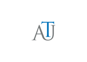 AUT logo design with leaf vector icon template and white background