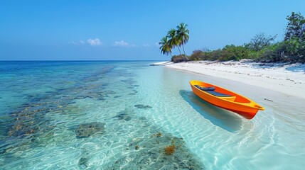 white sandy beach and water sport at thinnakara island lakshadweep.